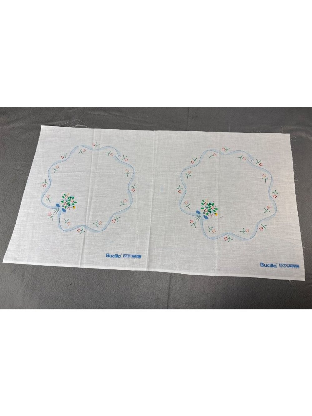 Bucilla Stamped Embroidery Doily Set 2 Floral Design Stitching 13"